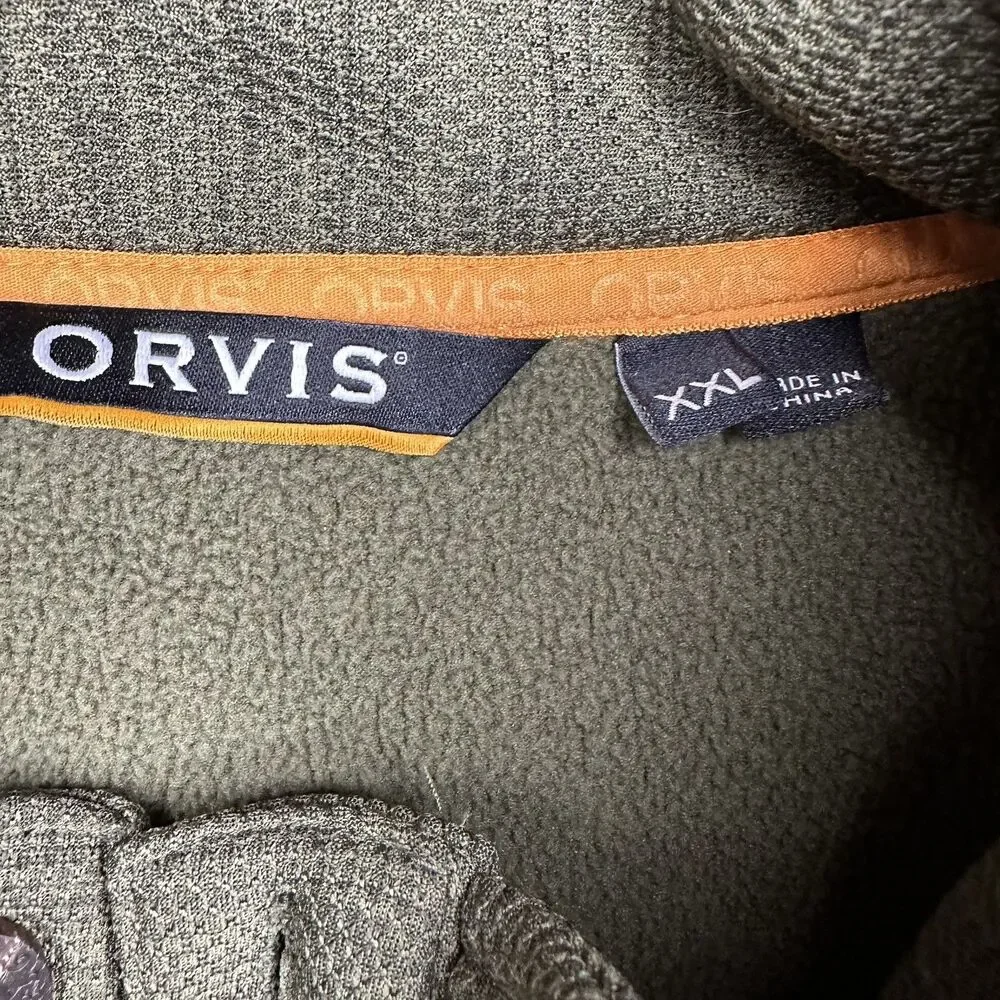 Orvis Sharptail Quarter Button Elbow Shoulder Patch Fleece Sweater Gray Size XXL
